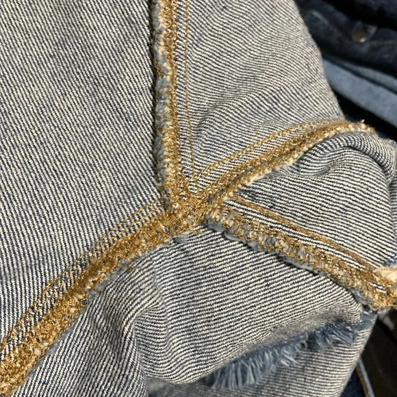 LOFT Jeans Shorts 8 Blue 5-Pocket Fringe Cotton Elastane - Picture 16 of 16